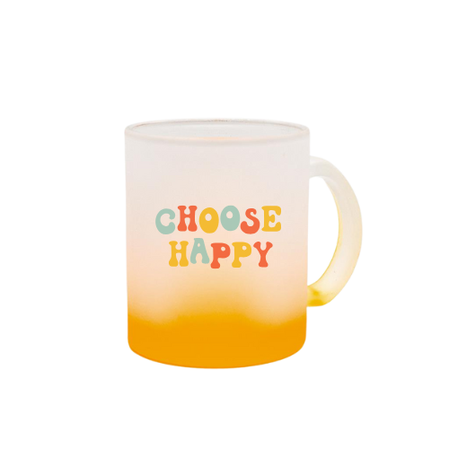 Caneca degradê laranja com frase