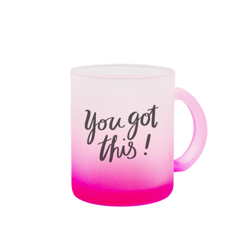 Caneca degradê rosa com personalização a preto