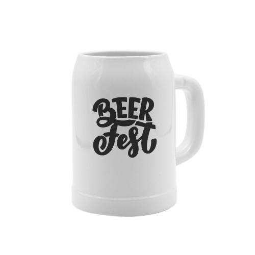 Caneca de cerveja estilo Oktoberfest com design em preto