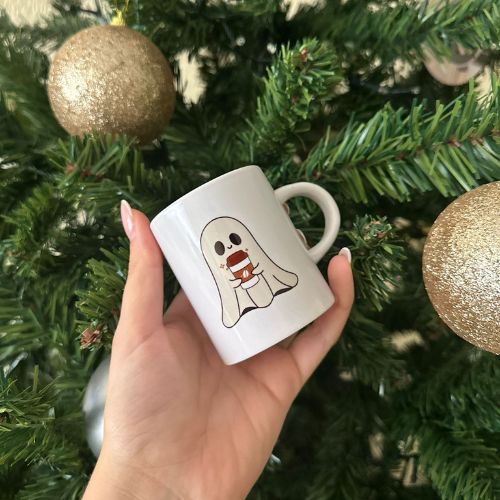 Chávena de café personalizado com fundo de árvore de Natal