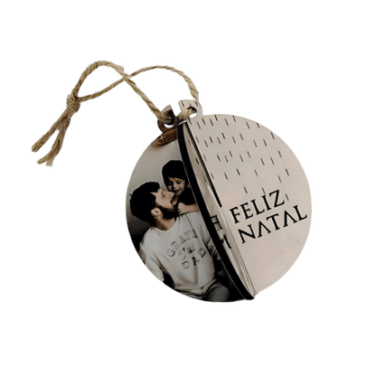 Ornamento 3D Bola de Natal em MDF personalizado como fotografia de família