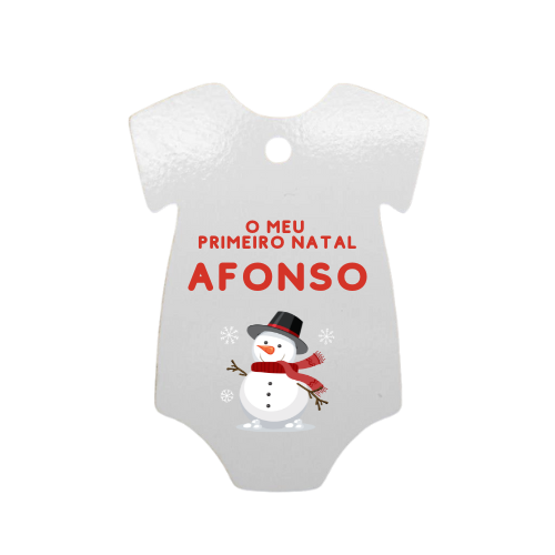 Pendente MDF em forma de Babygrow personalizado com design natalício