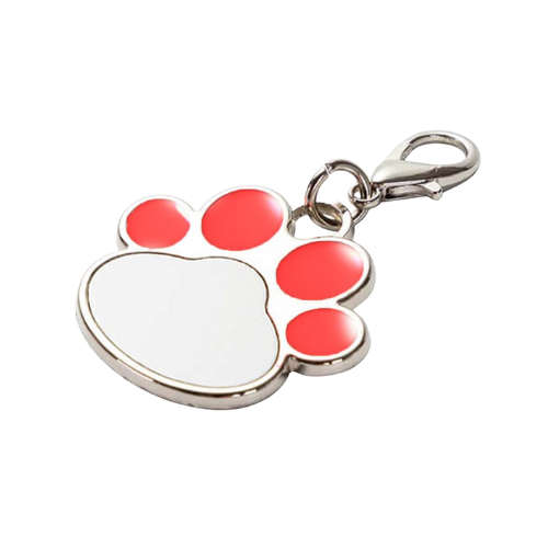 Pendente para coleira de gato em forma de patinha vermelha personalizável com gancho