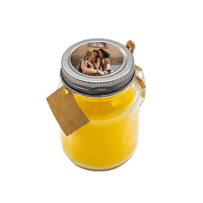 Vela aromática amarelo limão com tampa metálica personalizada