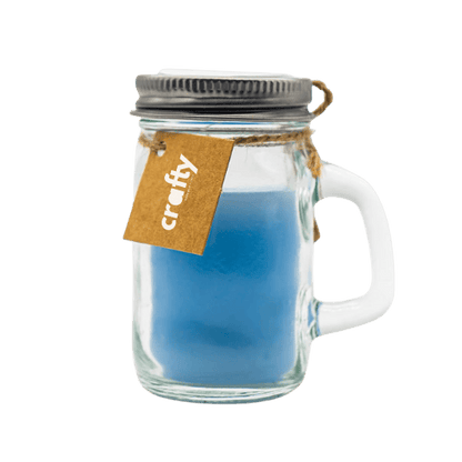 Vela aromática azul com etiqueta de cartão personalizada